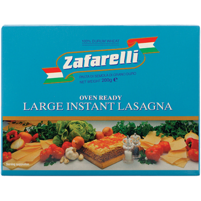 Zafarelli Oven Ready Large Instant Lasagna Sheets 200g