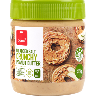 Pams No Added Salt Crunchy Peanut Butter 375g