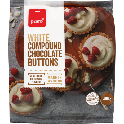 Pams White Compound Chocolate Buttons 400g