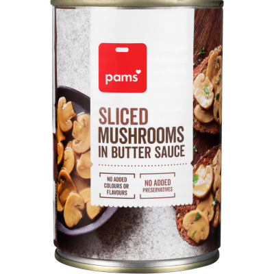 Pams Sliced Mushrooms In Butter Sauce 415g