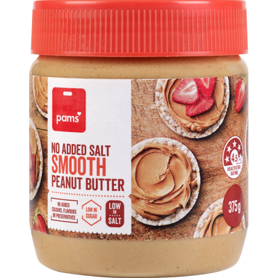 Pams Smooth No Added Salt Peanut Butter 375g