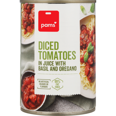 Pams Basil & Oregano Italian Diced Tomatoes 400g