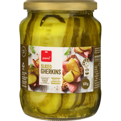 Pams Sliced Gherkins 670g