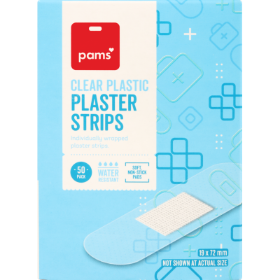 Pams Clear Plastic Clear Strips 50pk