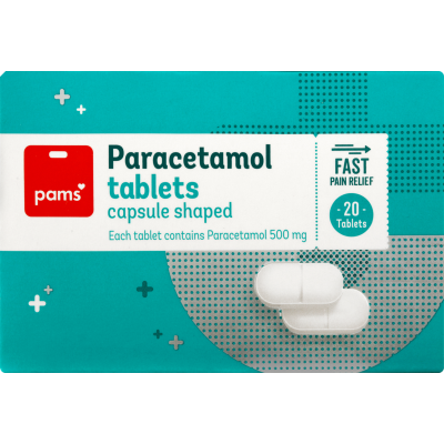 Pams Paracetamol Capsule Shaped Tablets 20pk