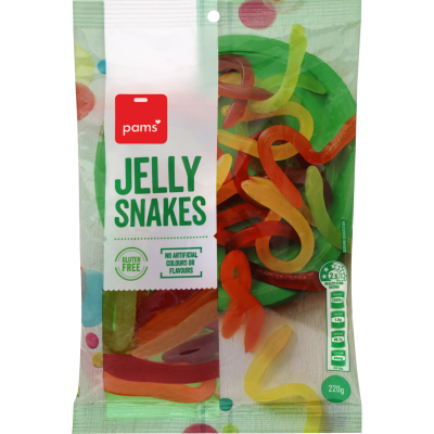 Pams Jelly Snakes 220g