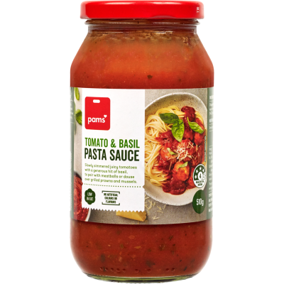 Pams Tomato & Basil Pasta Sauce 510g
