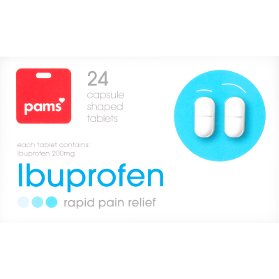 Pams Ibuprofen Rapid Pain Relief Capsule Shaped Tablets 24pk