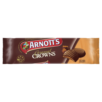 Arnott's Caramel Crowns In Real Chocolate Biscuits 200g – GoPotatoes