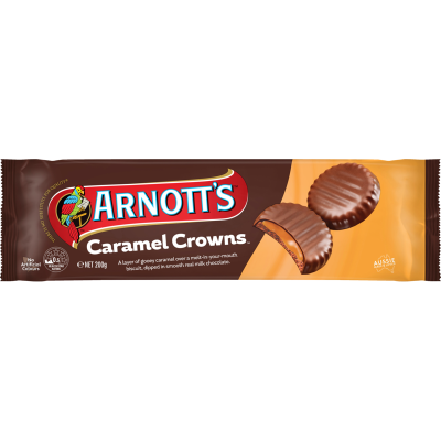 Arnott's Caramel Crowns Chocolate Biscuits 200g