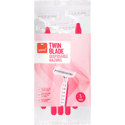 Pams Twin Blades Disposable Razors 5pk