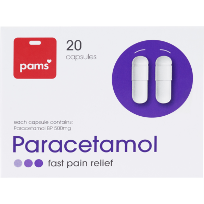 Pams Paracetamol BP 500mg Capsules 20pk