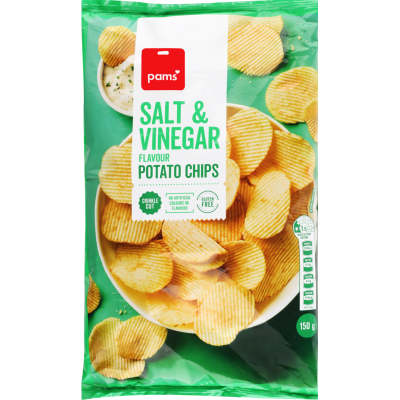 Pams Salt & Vinegar Flavour Potato Chips 150g – GoPotatoes