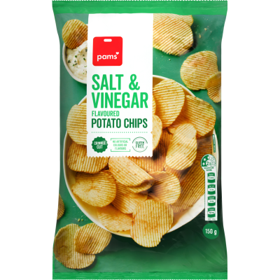 Pams Salt & Vinegar Flavoured Potato Chips 150g