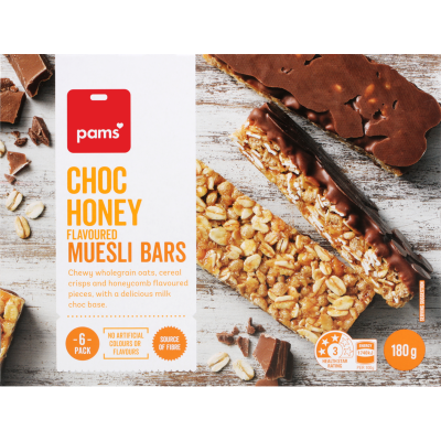 Pams Choc Honey Muesli Bars 6pk