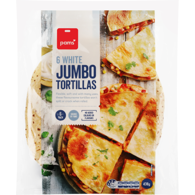 Pams White Jumbo Tortillas 6pk