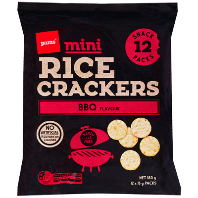 Pams Mini Rice Crackers Barbeque 12pk