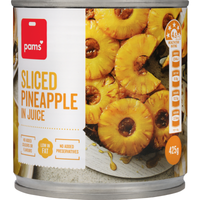 Pams Sliced Pineapple In Juice 425g
