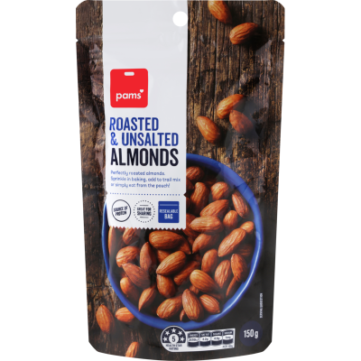 Pams Roasted Unsalted Almonds 150g