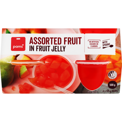 Pams Assorted Fruit In Fruit Jelly Cups 4pk