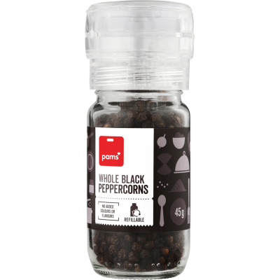Pams Whole Black Peppercorns Grinder 45g