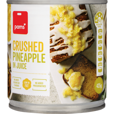 Pams Crushed Pineapple In Juice 425g