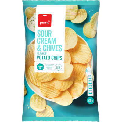 Pams Sour Cream & Chives Flavour Potato Chips 150g – GoPotatoes