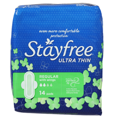 Stayfree Regular Wings Sanitary Napkins 14pk