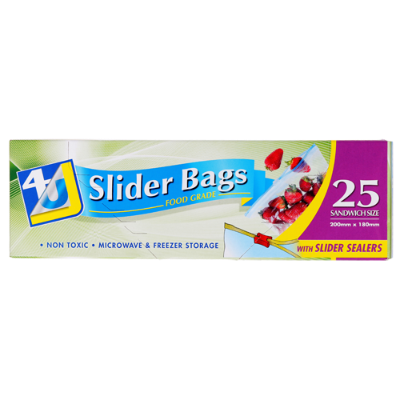 4U Sandwich Size Slider Bags 200mm x 180mm ea