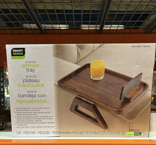 SMART DESIGN ACACIA SOFA ARM TRAY 26 cm x 39 cm x 16.2 cm