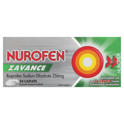 Nurofen Zavance Ibuprofen Fast Pain Relief Caplets 24pk