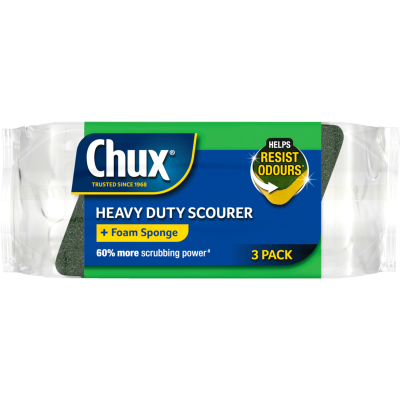 Chux Heavy Duty Scourer + Foam Sponge 3pk