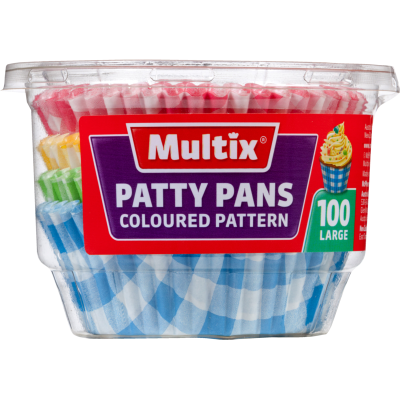 Multix Coloured Pattern Large Patty Pans 100pk