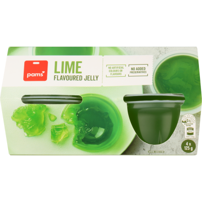 Pams Lime Flavoured Jelly Cups 4 x 125g