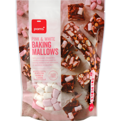 Pams Pink & White Baking Mallows 100g