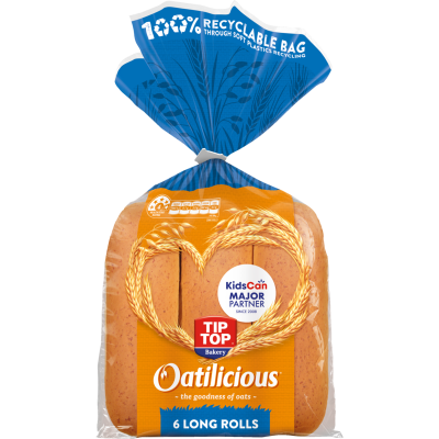 Tip Top Oatilicious Long Rolls 6pk