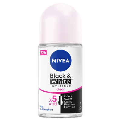 Nivea Black & White Invisible Clear 72Hr Protection Anti-Perspirant  Deodorant Roll On 50ml