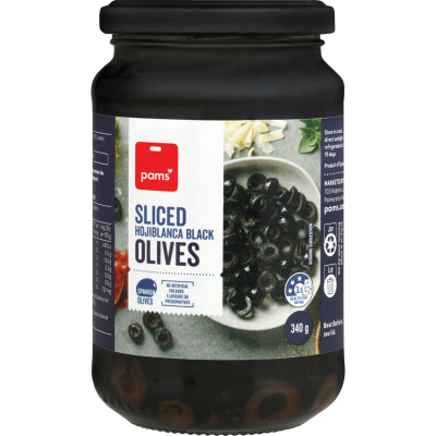 Pams Spanish Sliced Olives Hojiblanca 340g