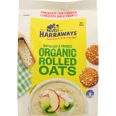 Harraways Organic Rolled Oats 800g