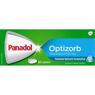 Panadol Optizorb Paracetamol 500mg Caplets 20pk