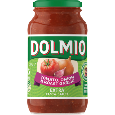 Dolmio Tomato Onion & Roast Garlic Extra Pasta Sauce Jar 500g