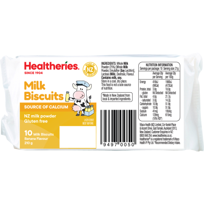 Healtheries Banana Flavour Milk Biscuits 210g