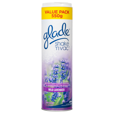 Glade Shake N Vac Wild Lavender Carpet Freshener 550g