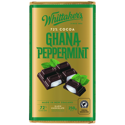 Whittaker's Ghana Peppermint 72% Cocoa Dark Chocolate Block 250g