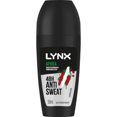 Lynx Africa Squeezed Mandarin & Sandalwood 48Hr Deodorant Antiperspirant Roll On 50ml
