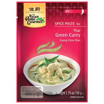 Asian Home Gourmet Spice Paste Thai Green Curry Hot Gluten Free 50g