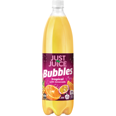 Just Juice Bubbles Tropical With Lemonade Soft Drink 1250ml
