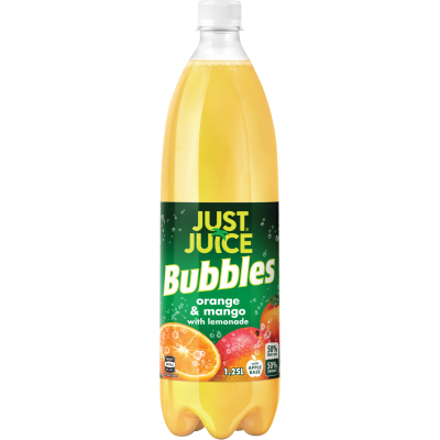 Just Juice Bubbles & Orange Mango With Lemonade Soft Drink 1.25l