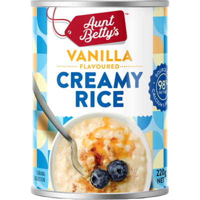 Aunt Betty's Vanilla Flavoured Creamy Rice 220g