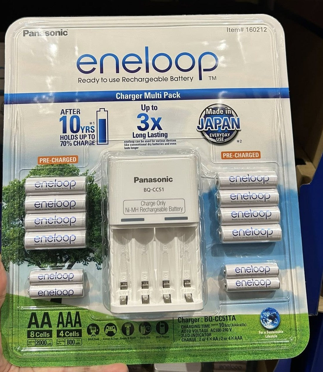 PANASONIC ENELOOP RECHARGEABLE PACK INC CHARGER, 8 AA & 4 AAA